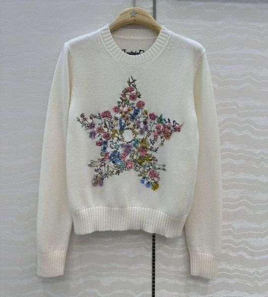 Свитер Christian Dior женский вязаная ткань белый 197742