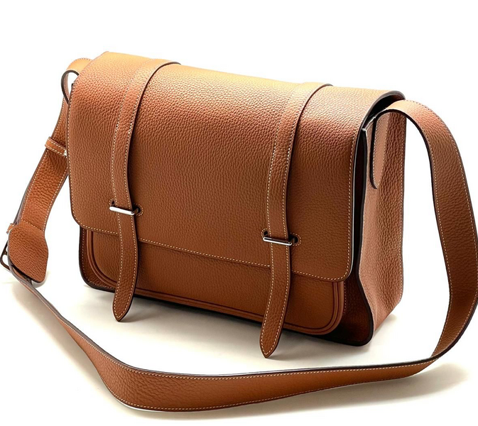 Мужская сумка мессенджер Hermès мужской кожа бежевый 41157