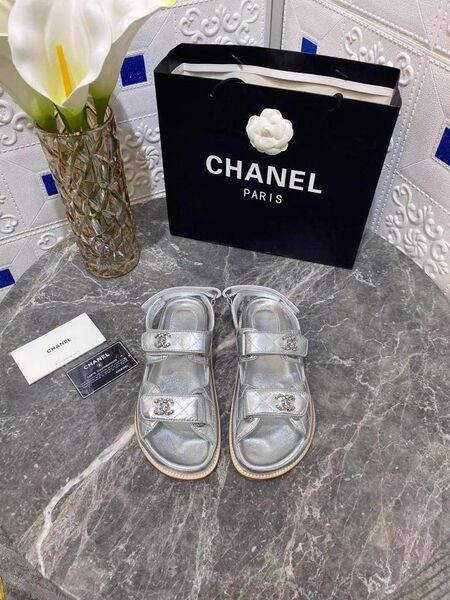 Босоножки Chanel женский кожа графитовый 3825-2