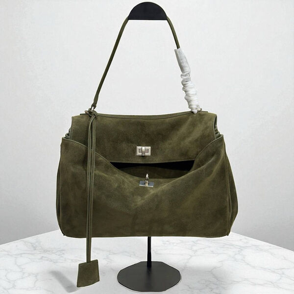 Сумка Balenciaga Rodeo Medium женский замша темно-зеленый 198281