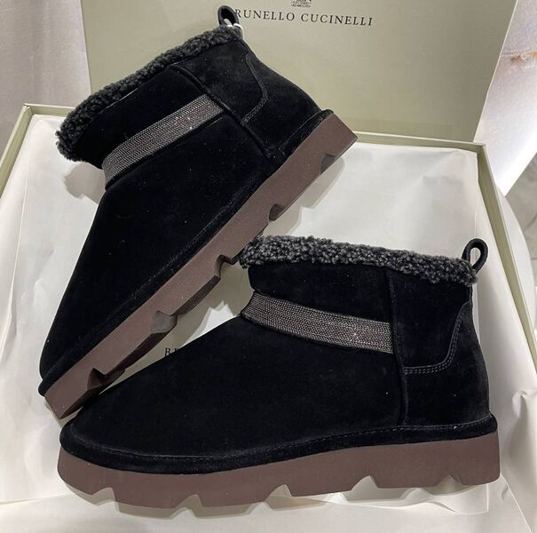 Угги Brunello Cucinelli женский замша черный 136714