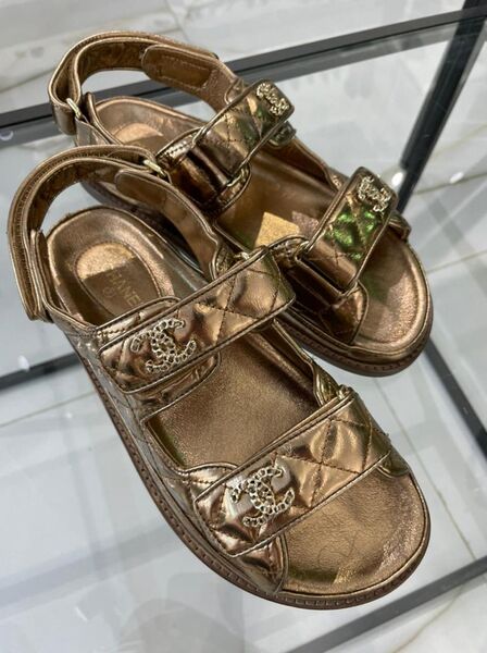Босоножки Chanel женский бронзовый 3855-2