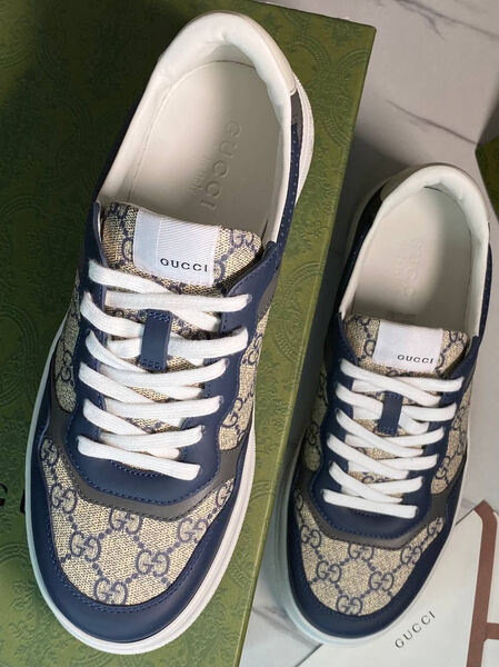 Мужские кеды Gucci мужской кожа графитовый 162455-10