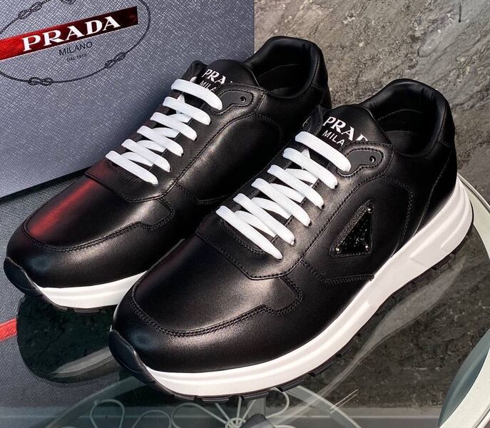 Мужские кроссовки Prada мужской кожа черный 151514