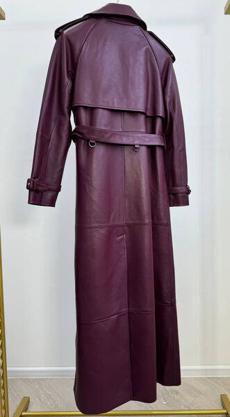 Пальто Saint Laurent женский кожа бордовый 162030-3