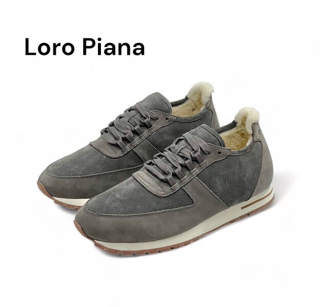 Мужские кроссовки Loro Piana мужской замша графитовый 168998-4