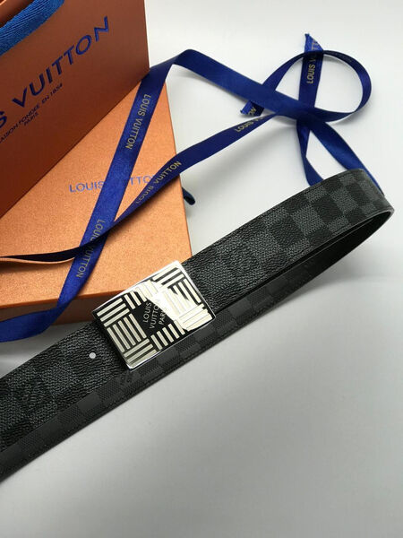 Мужской ремень Louis Vuitton мужской кожа черный 108712-3