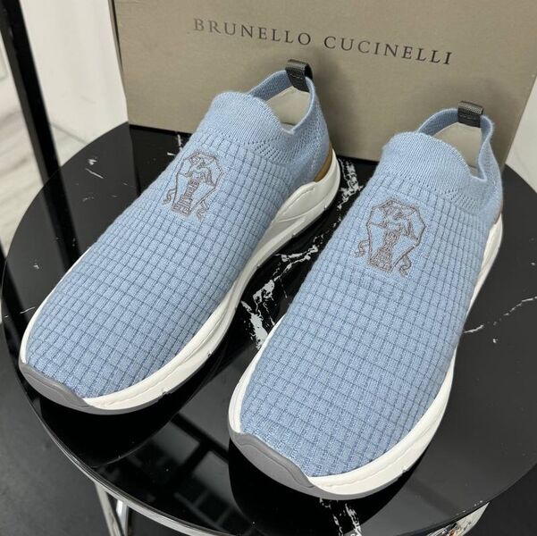 Мужские кроссовки Brunello Cucinelli мужской текстиль бирюзовый 192913
