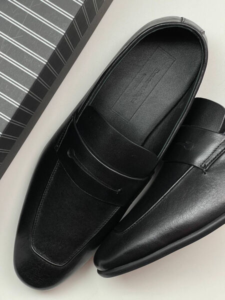 Мужские лоферы Zegna мужской кожа черный 145408-8
