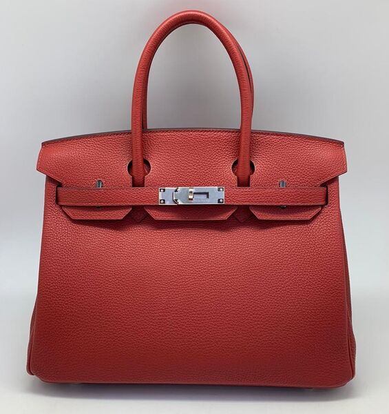 Сумка Hermès Birkin 30 ручная работа женский кожа бордовый 75346