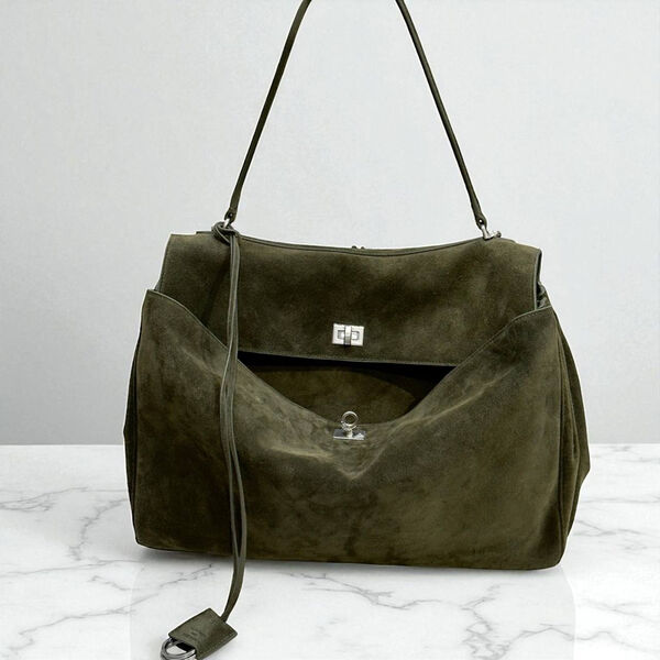 Сумка Balenciaga Large женский замша темно-зеленый 198282