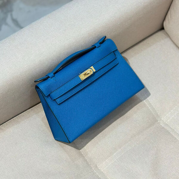 Сумка Hermèskelly 20 Pochette женский кожа синий 137662-2