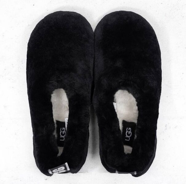 Угги Ugg Hailey Fluff Slippers женский натуральный мех черный,серебристый 163230