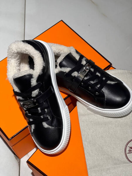 Кеды Hermès женский кожа черный 166595-5