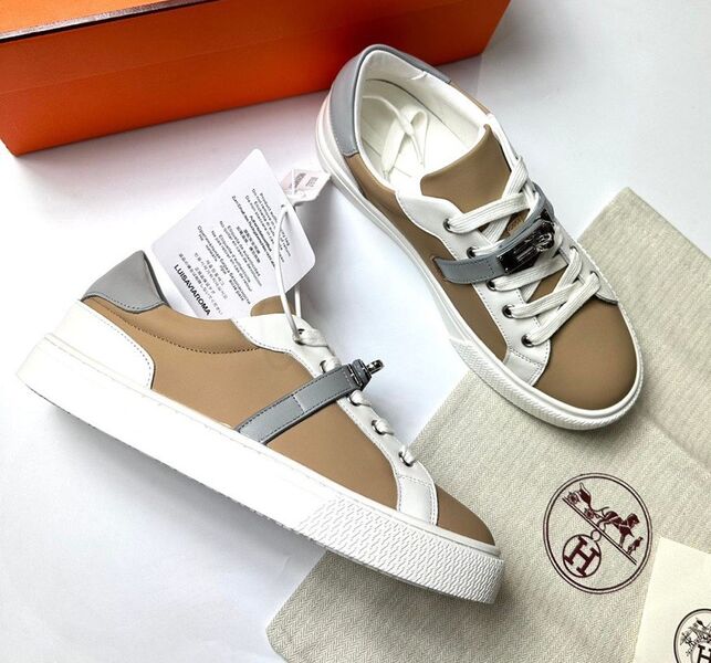 Кеды Hermès женский кожа бежевый 121442