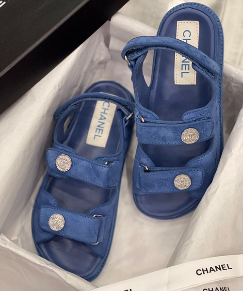 Сандалии Chanel женский замша синий 66247
