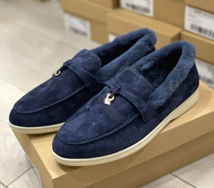 Лоферы Loro Piana женский замша синий 92709