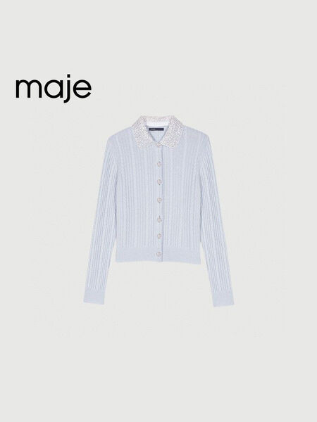 Кардиган Maje женский вязаная ткань бирюзовый 181249-6