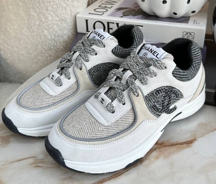 Кроссовки Chanel женский текстиль графитовый 98249