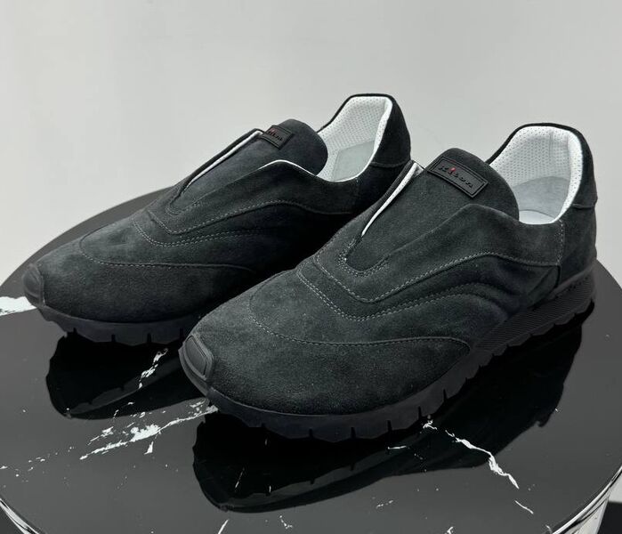 Мужские кроссовки Kiton мужской замша графитовый 190614