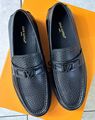 Мужские лоферы Louis Vuitton мужской кожа,канва черный,серебристый 163611