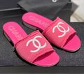 Шлепки Chanel женский текстиль розовый 154256-1