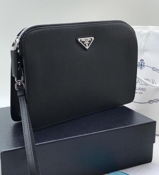 Клатч мужской Prada мужской кожа черный 26216