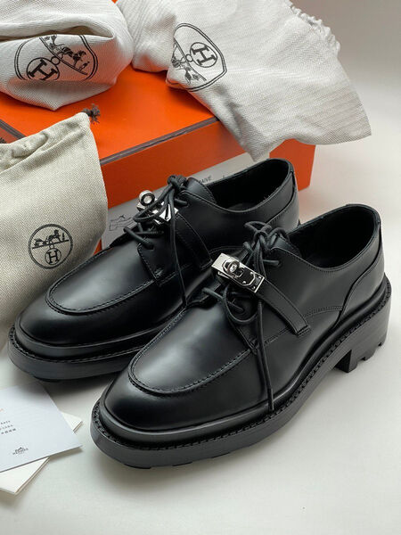 Дерби Hermès женский кожа черный 16349-15