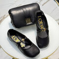 Лоферы Loewe женский кожа черный 199856-3