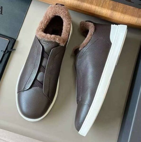 Мужские кеды Zegna мужской кожа 170237
