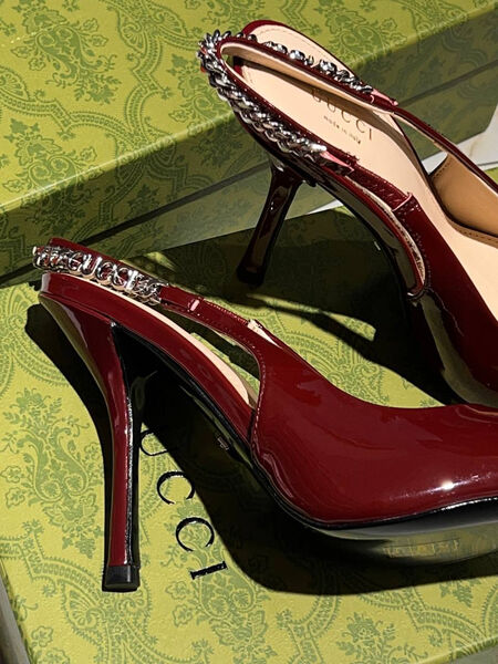Туфли Gucci женский кожа бордовый 146979-2