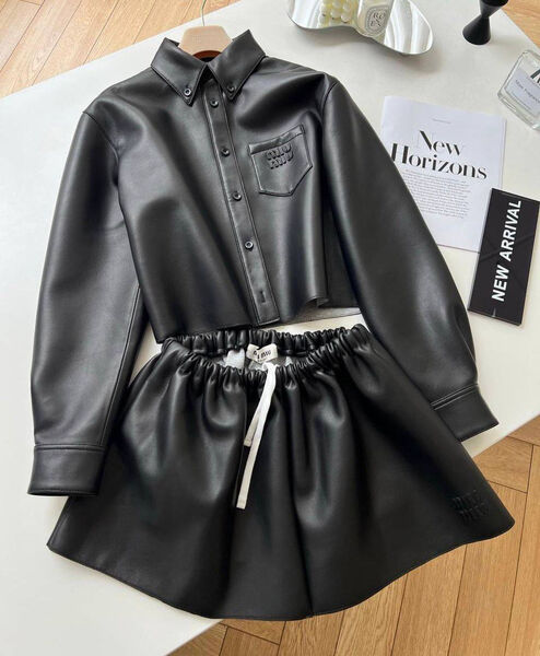 Юбка Miu Miu женский кожа черный 195693-5