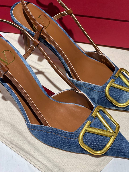 Босоножки Valentino женский джинса синий 12833-5