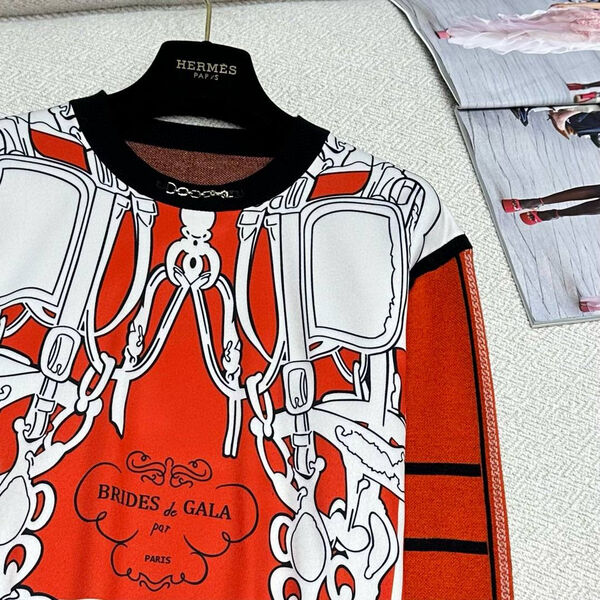 Свитер Hermès женский вязаная ткань бордовый 159697-4