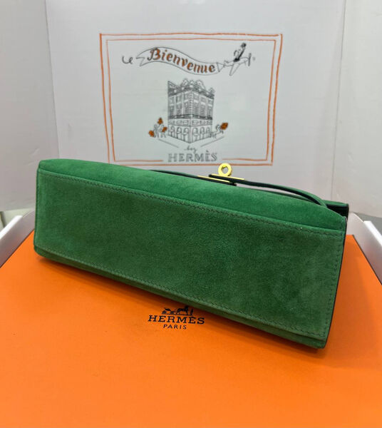 Сумка Hermèskelly Pochette женский замша болотный 155752-6