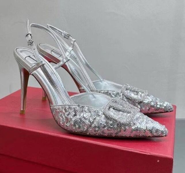 Туфли Valentino женский пайетки графитовый 130260