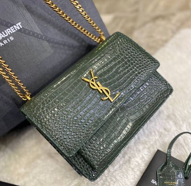 Сумка Saint Laurent Sunset Medium женский кожа болотный 97019