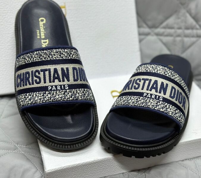 Шлепки Christian Dior женский текстиль черный 111875