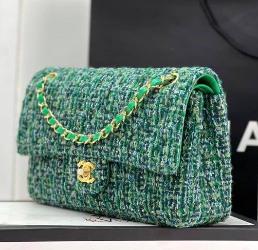 Сумка Chanel 2.55 женский твид болотный 129077