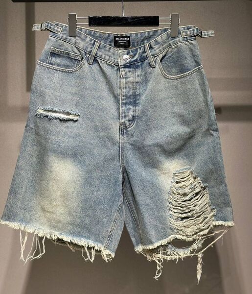 Мужские шорты Balenciaga мужской джинса бирюзовый 194526