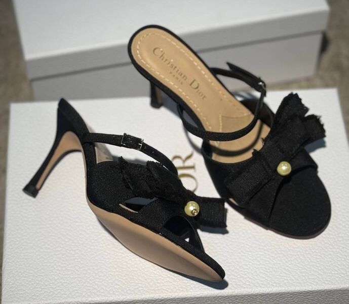 Шлепки Christian Dior женский текстиль черный 194767