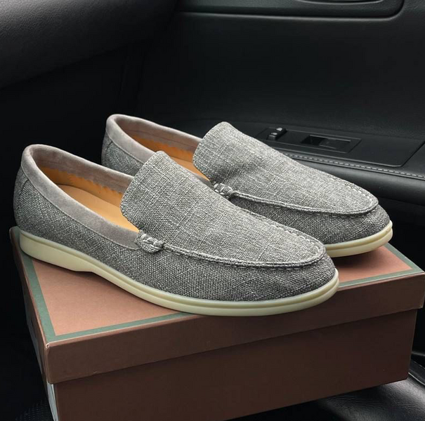 Мужские лоферы Loro Piana мужской текстиль графитовый 48053