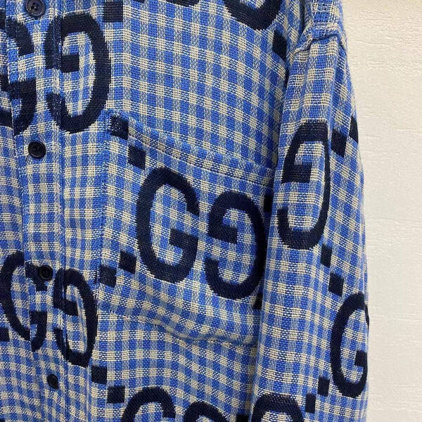 Мужская рубашка Gucci мужской синий 157155-6