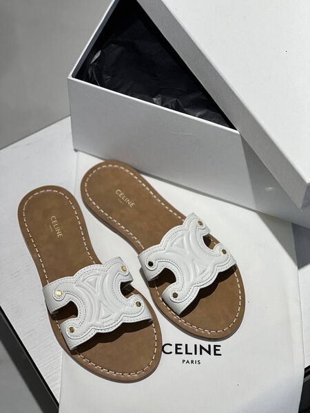 Шлепки Celine женский кожа белый 106267-3