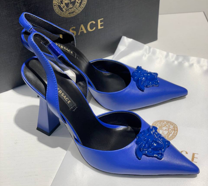 Босоножки Versace женский кожа синий 12905