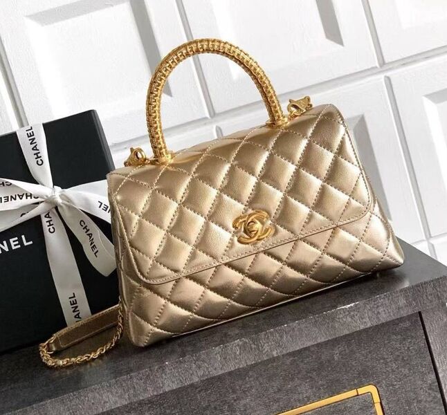 Сумка Chanel женский кожа бронзовый 198056