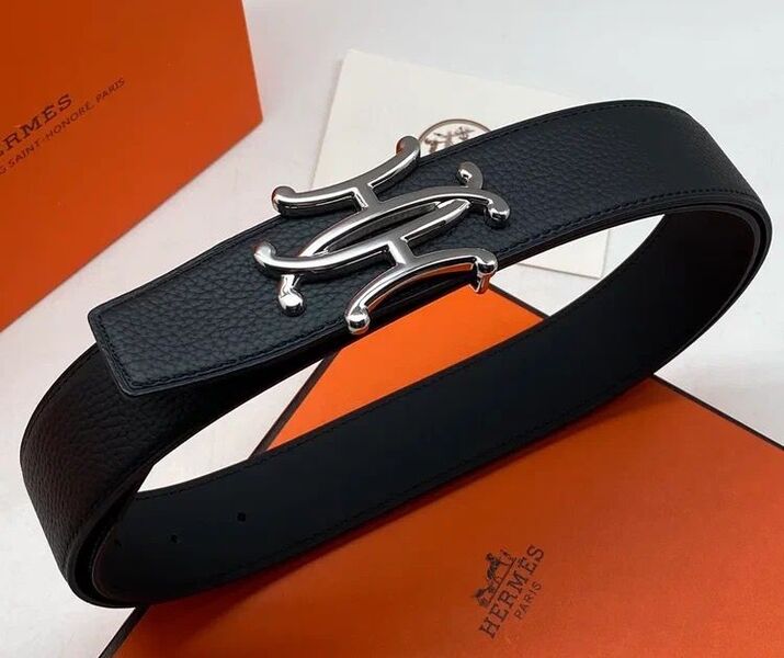 Мужской ремень Hermès мужской кожа черный 182666