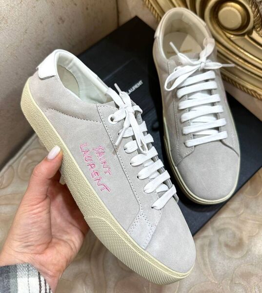 Кеды Saint Laurent женский текстиль графитовый 127721