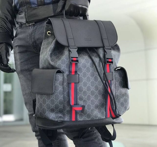 Мужской рюкзак Gucci мужской канва графитовый 144446
