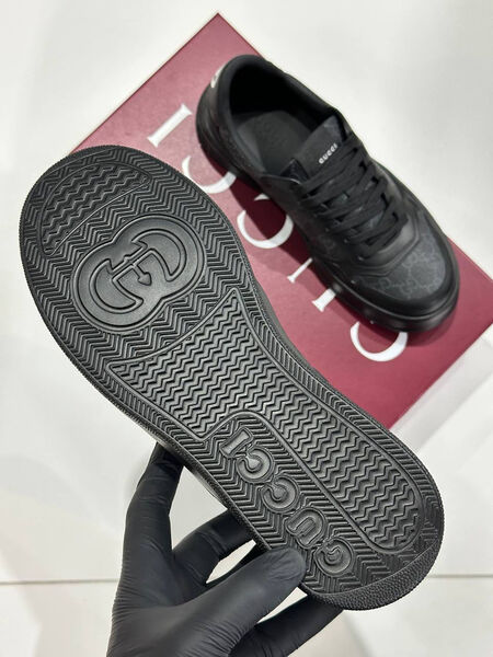 Мужские кеды Gucci мужской кожа черный 185039-5
